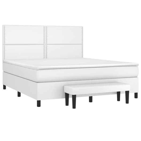 vidaXL kontinentalseng med madras 180x200 cm kunstlæder hvid