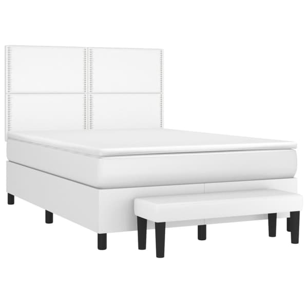 vidaXL kontinentalseng med madras 140x190 cm kunstlæder hvid