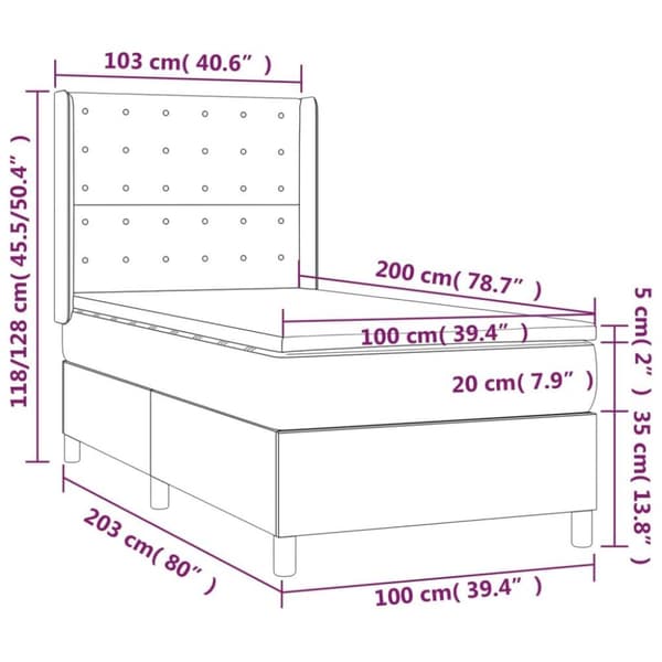 vidaXL kontinentalseng med madras 100x200 cm kunstlæder hvid