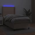 Miniatyrbillede 3 af 10: vidaXL kontinentalseng LED-lys 90x200 cm kunstlæder cappuccinofarvet