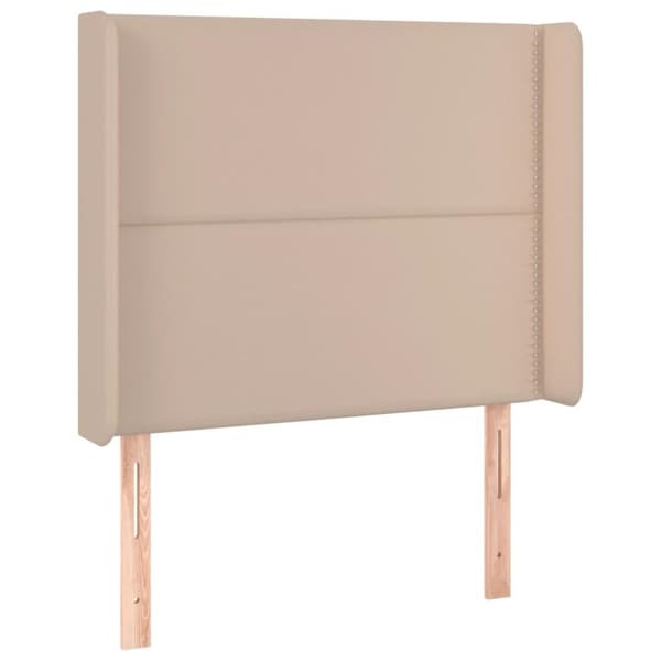 vidaXL kontinentalseng LED-lys 90x200 cm kunstlæder cappuccinofarvet