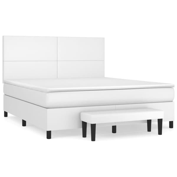 vidaXL kontinentalseng 160x200 cm kunstlæder hvid