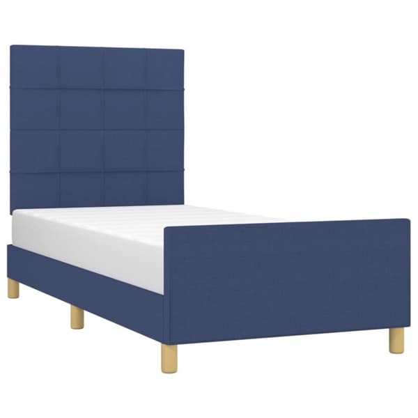 vidaXL sengeramme med sengegavl 90x190 cm stof blå