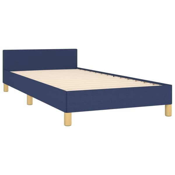 vidaXL sengeramme med sengegavl 90x190 cm stof blå