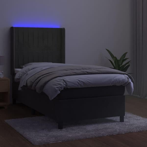 vidaXL kontinentalseng med LED-lys 100x200 cm fløjl mørkegrå