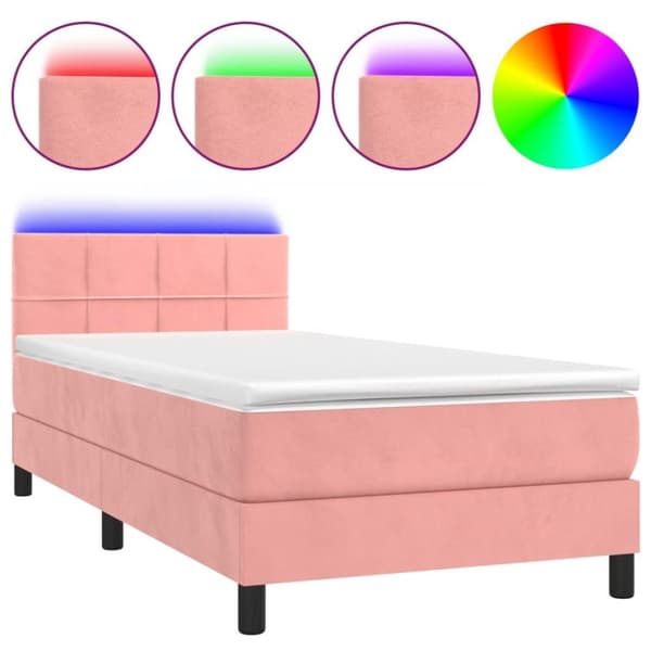 vidaXL kontinentalseng med LED-lys 80x200 cm velour pink