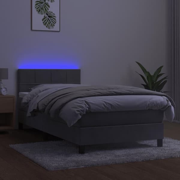 vidaXL kontinentalseng med LED-lys 80x200 cm velour lysegrå