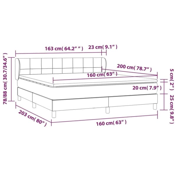 vidaXL kontinentalseng med madras 160x200 cm fløjl mørkeblå