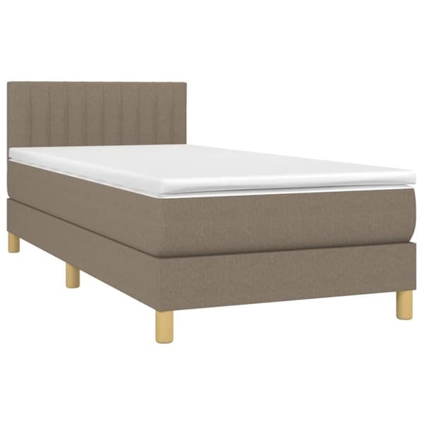 vidaXL Ramsäng med madrass & LED taupe 90x190 cm tyg