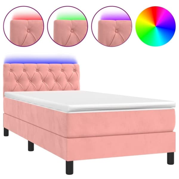 vidaXL kontinentalseng med LED-lys 80x200 cm velour pink