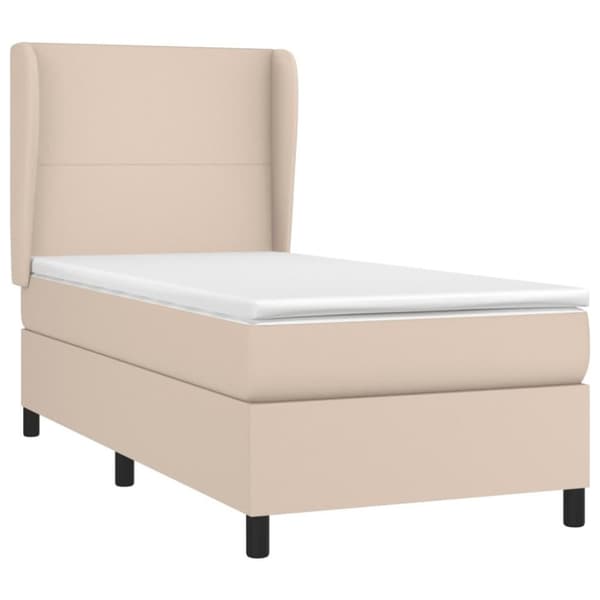 vidaXL kontinentalseng 100x200 cm kunstlæder cappuccinofarvet