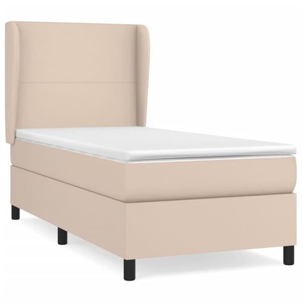 vidaXL kontinentalseng 100x200 cm kunstlæder cappuccinofarvet