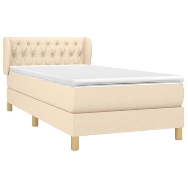 vidaXL kontinentalseng med madras 90x190 cm stof cremefarvet