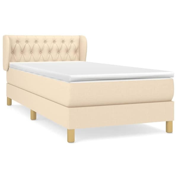 vidaXL kontinentalseng med madras 90x190 cm stof cremefarvet