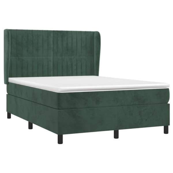 vidaXL kontinentalseng med madras 140x190 cm fløjl mørkegrøn