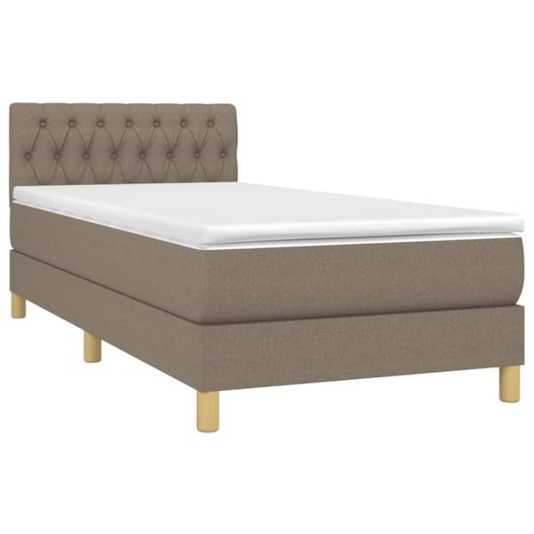 vidaXL kontinentalseng med madras 90x190 cm stof gråbrun