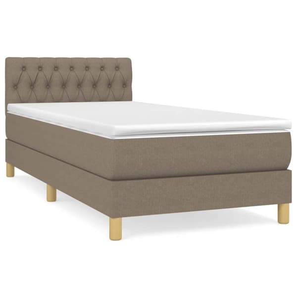 vidaXL kontinentalseng med madras 90x190 cm stof gråbrun