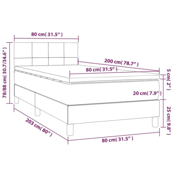 vidaXL kontinentalseng med madras 80x200 cm fløjl mørkegrøn