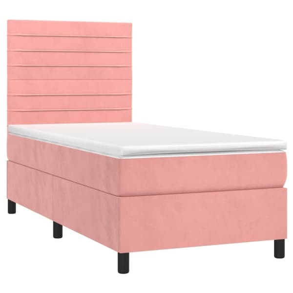 vidaXL kontinentalseng med madras 90x190 cm fløjl pink