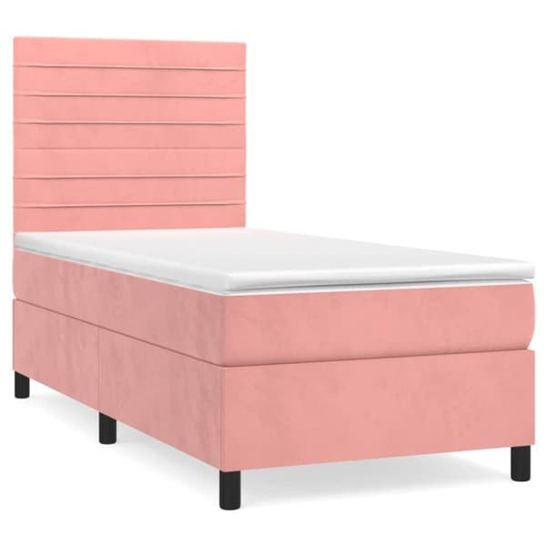 vidaXL kontinentalseng med madras 90x190 cm fløjl pink