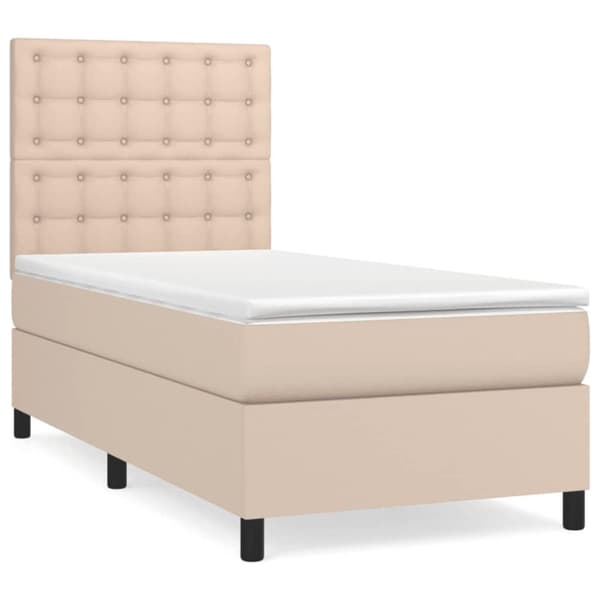 vidaXL kontinentalseng 100x200 cm kunstlæder cappuccinofarvet