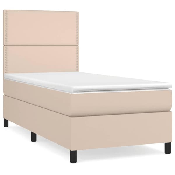 vidaXL kontinentalseng 90x190 cm kunstlæder cappuccinofarvet