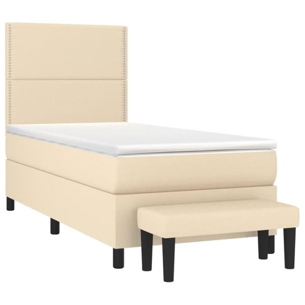 vidaXL kontinentalseng med madras 90x190 cm stof cremefarvet