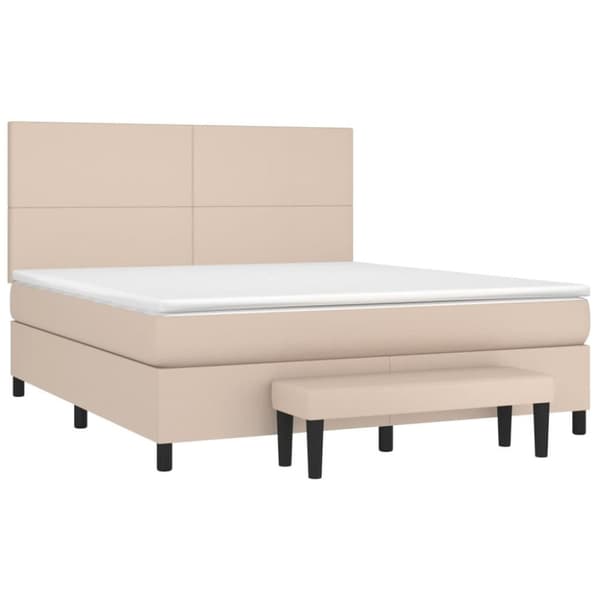 vidaXL kontinentalseng 180x200 cm kunstlæder cappuccinofarvet