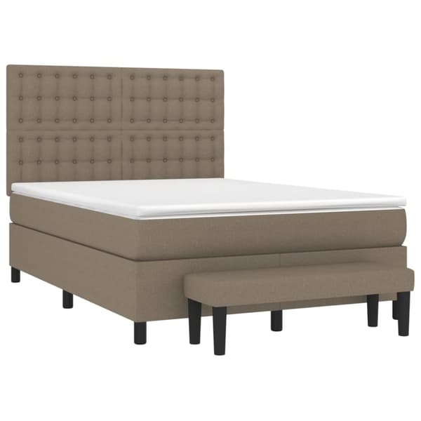 vidaXL Ramsäng med madrass taupe 140x190 cm tyg