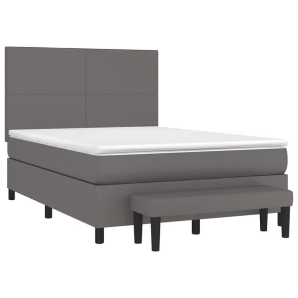 vidaXL kontinentalseng med madras 140x190 cm kunstlæder grå