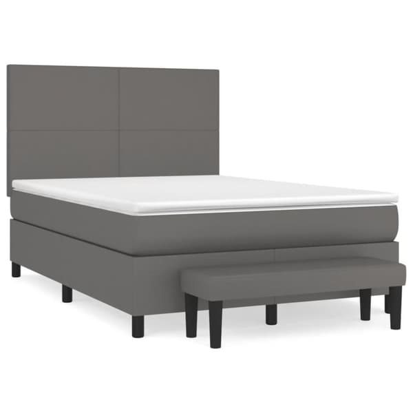 vidaXL kontinentalseng med madras 140x190 cm kunstlæder grå