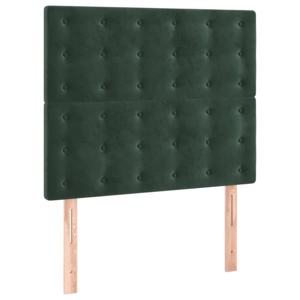vidaXL kontinentalseng med madras 90x200 cm fløjl mørkegrøn