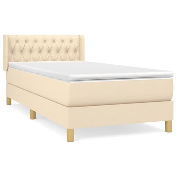 vidaXL kontinentalseng med madras 90x190 cm stof cremefarvet