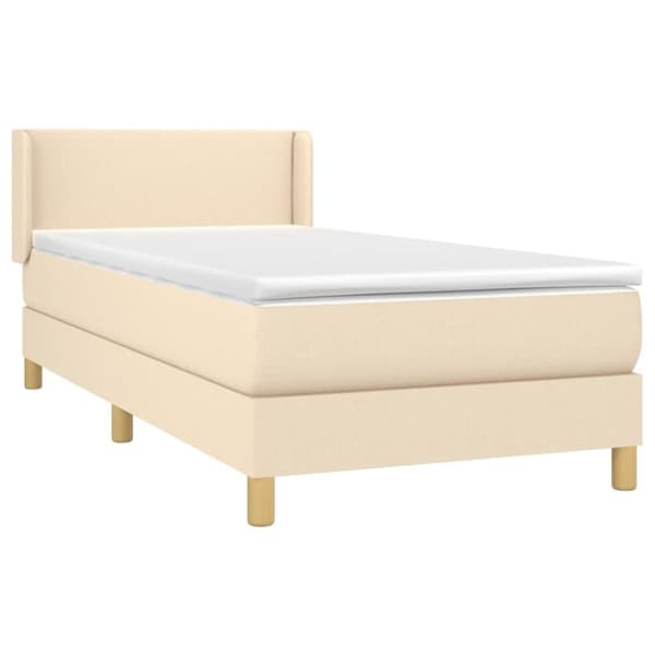 vidaXL kontinentalseng med madras 90x190 cm stof cremefarvet