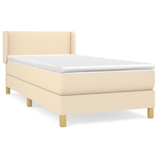 vidaXL kontinentalseng med madras 90x190 cm stof cremefarvet