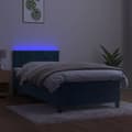Miniatyrbillede 3 af 10: vidaXL kontinentalseng med LED-lys 90x190 cm fløjl mørkeblå