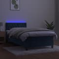 Miniatyrbillede 4 af 10: vidaXL kontinentalseng med LED-lys 90x190 cm fløjl mørkeblå