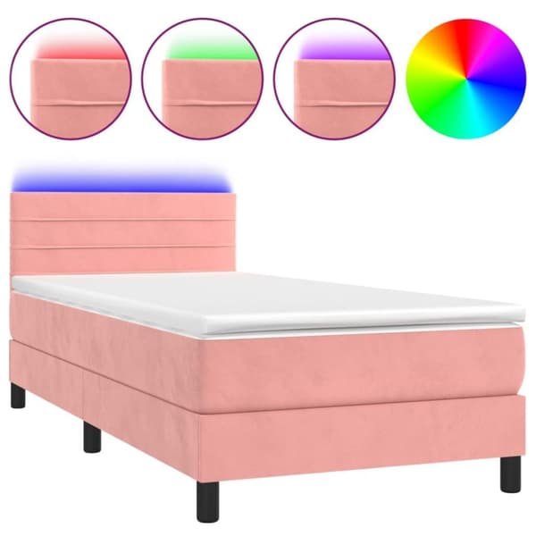 vidaXL kontinentalseng med LED-lys 80x200 cm velour pink