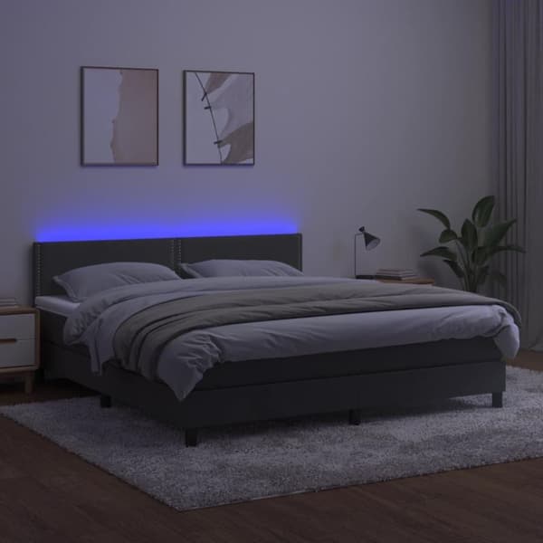 vidaXL kontinentalseng med LED-lys 180x200 cm fløjl mørkegrå
