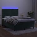 Miniatyrbillede 3 af 9: vidaXL kontinentalseng med LED-lys 140x200 cm fløjl mørkegrøn