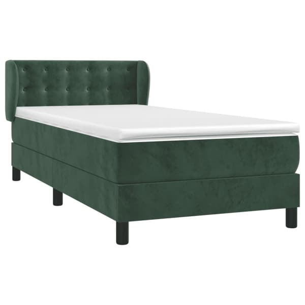 vidaXL kontinentalseng med madras 90x190 cm fløjl mørkegrøn