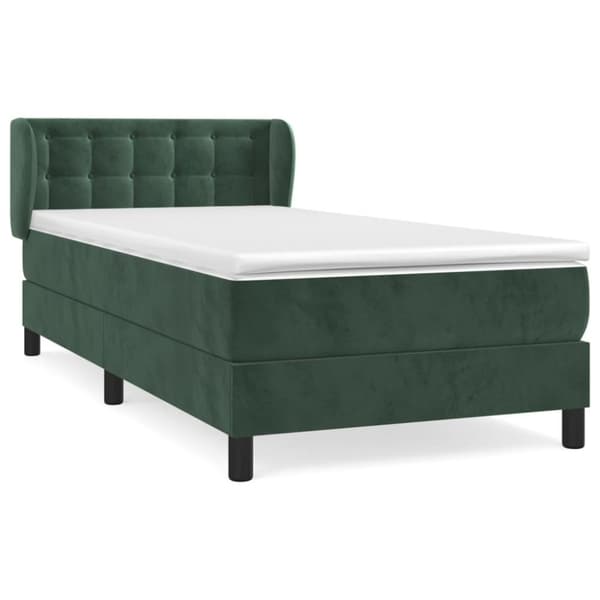 vidaXL kontinentalseng med madras 90x190 cm fløjl mørkegrøn