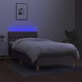 Miniatyrbillede 3 af 9: vidaXL kontinentalseng med LED-lys 90x190 cm stof gråbrun