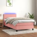 Miniatyrbillede 9 af 10: vidaXL kontinentalseng med LED-lys 80x200 cm velour pink