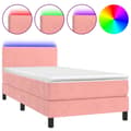 Miniatyrbillede 1 af 10: vidaXL kontinentalseng med LED-lys 80x200 cm velour pink