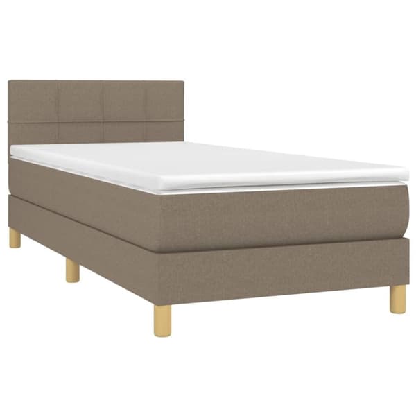 vidaXL Ramsäng med madrass taupe 90x190 cm tyg