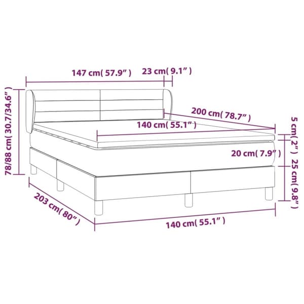 vidaXL kontinentalseng med madras 140x200 cm fløjl lyserød