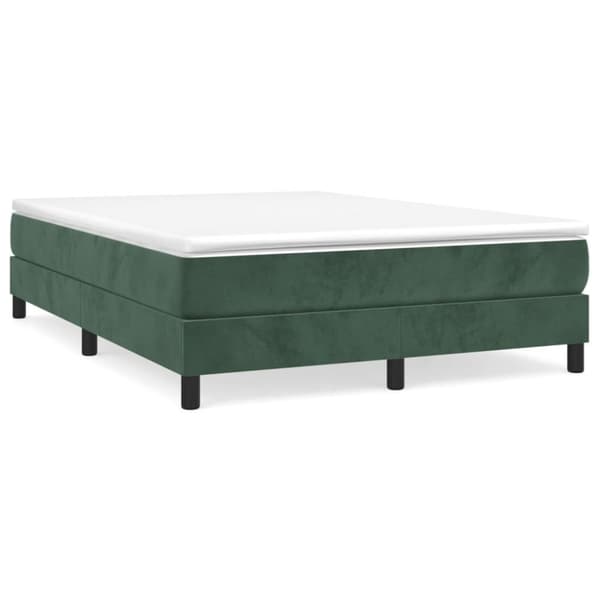 vidaXL kontinentalseng med madras 140x190 cm fløjl mørkegrøn