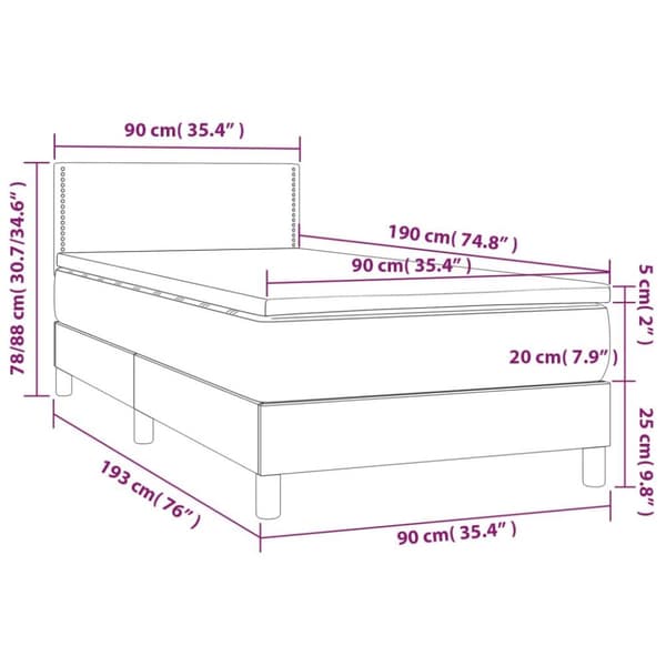 vidaXL kontinentalseng med madras 90x190 cm stof gråbrun