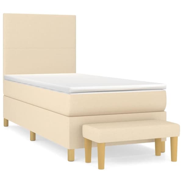 vidaXL kontinentalseng med madras 90x190 cm stof cremefarvet